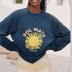 NWT Anthropologie ELECTRIC & ROSE Navy Graphic Sweatshirt size M